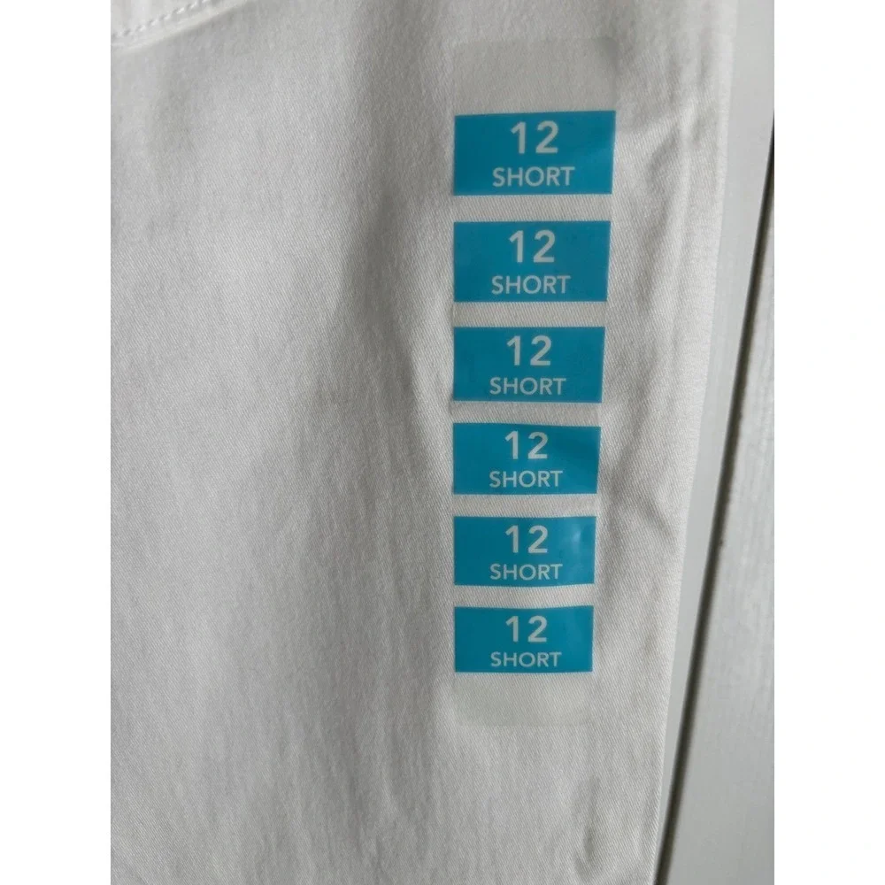 Gloria Vanderbilt Amanda Slim Pants 12 Short White NWT MSRP $48